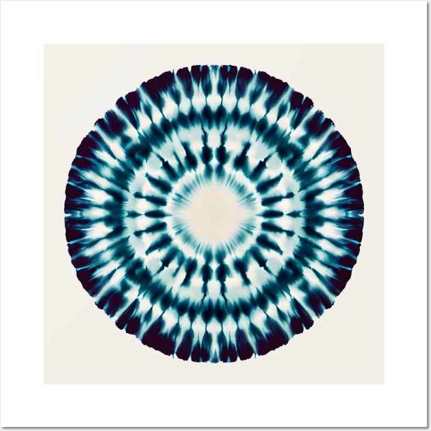 Japanese Shibori Indigo Blue Tie Dye Circle Wall Art by craftydesigns